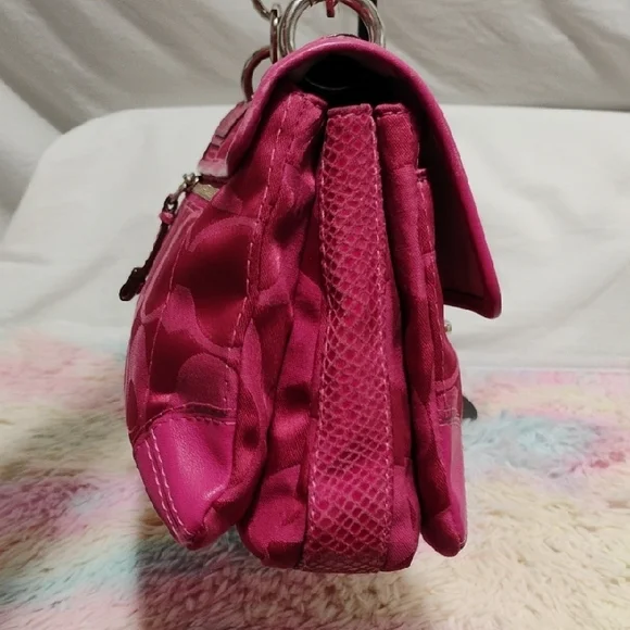 FIRM PRICE! Authentic Coach Y2K Pink/Fuschia Peyton Sateen Shoulder Bag Hangtag - Picture 5 of 16